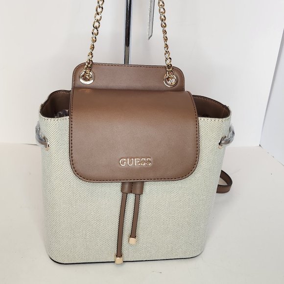 GUESS Tatiana Brown Backpack Shoulder Bag- NWT - Picture 1 of 12